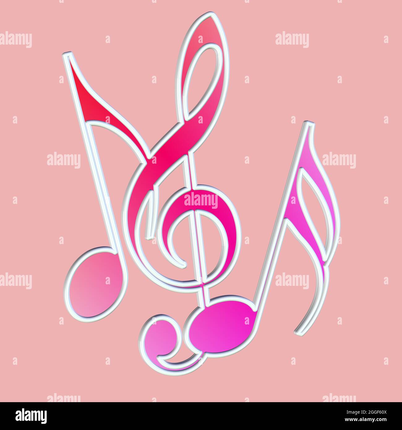 Sheet music and treble clef in purple, 3d-illustration Stock Photo - Alamy