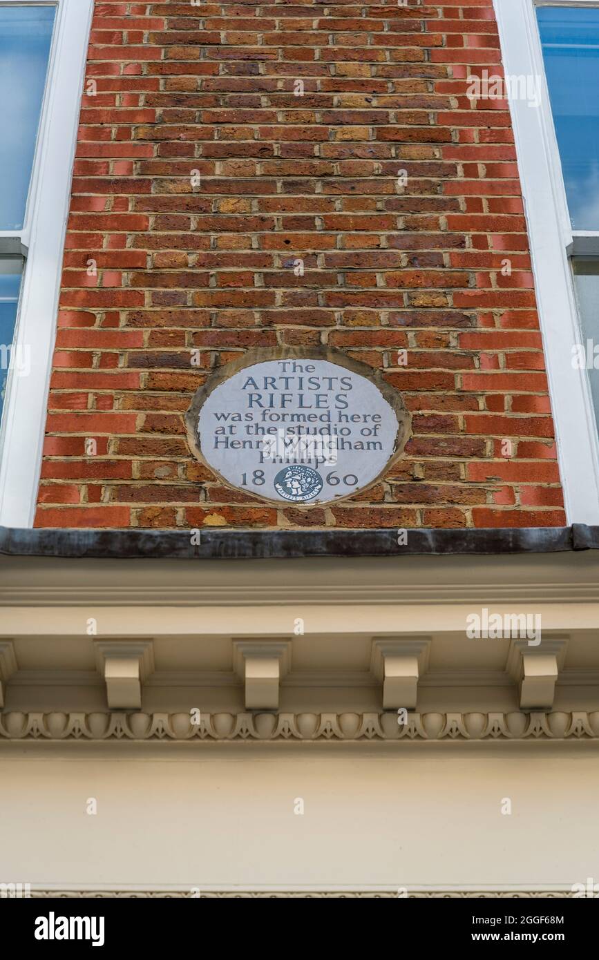 The Artists Rifles at the studio of Henry Wyndham Phillips plaque 1860, West End, London, England, UK Stock Photo