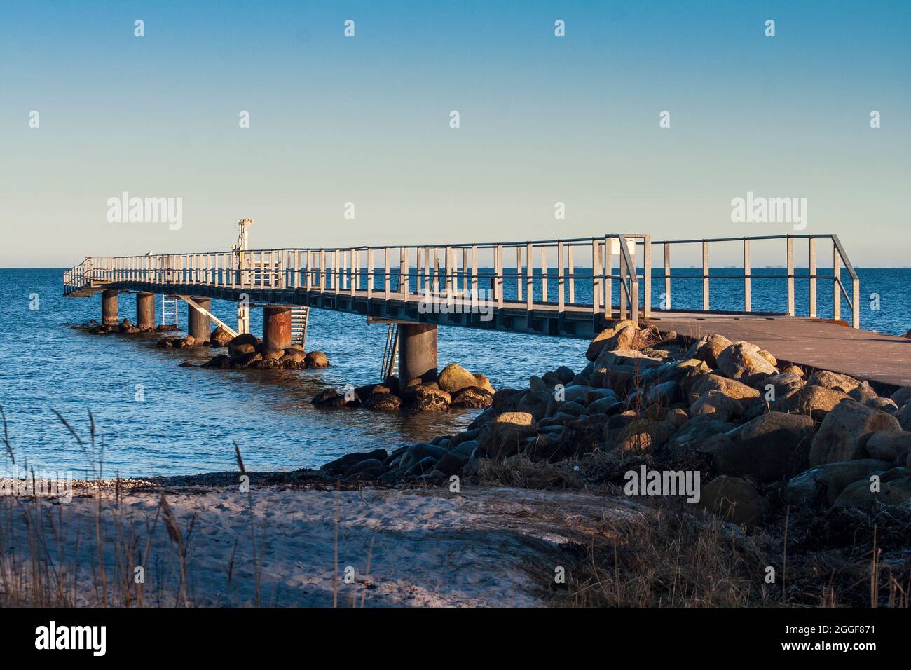 Bathing jetty with lift for disabled persons Stock Photo