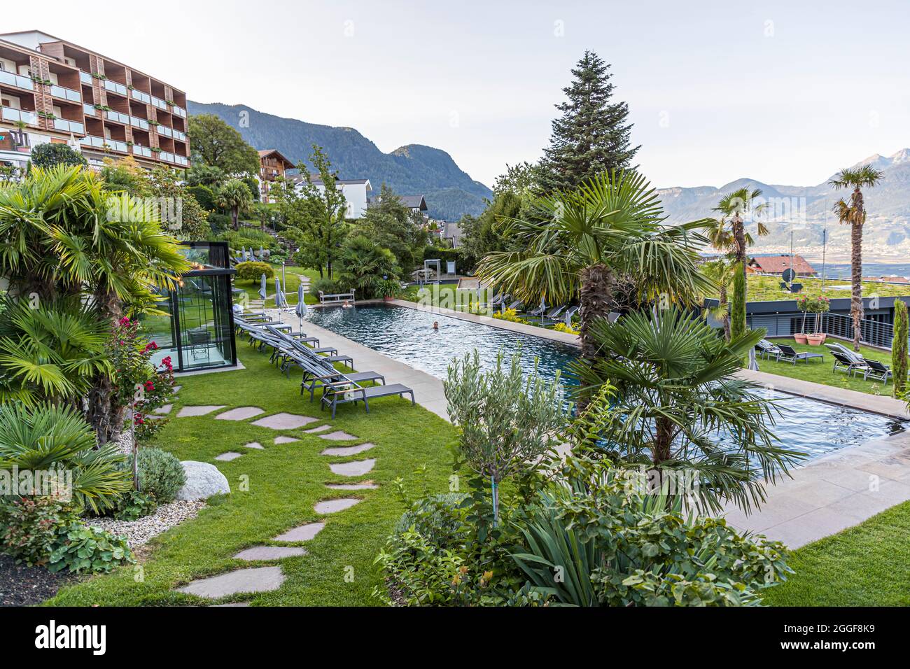 Exterior view of the Hotel Hohenwart in Schenna, South Tyrol, Italy South Tyrol, Italy Stock Photo