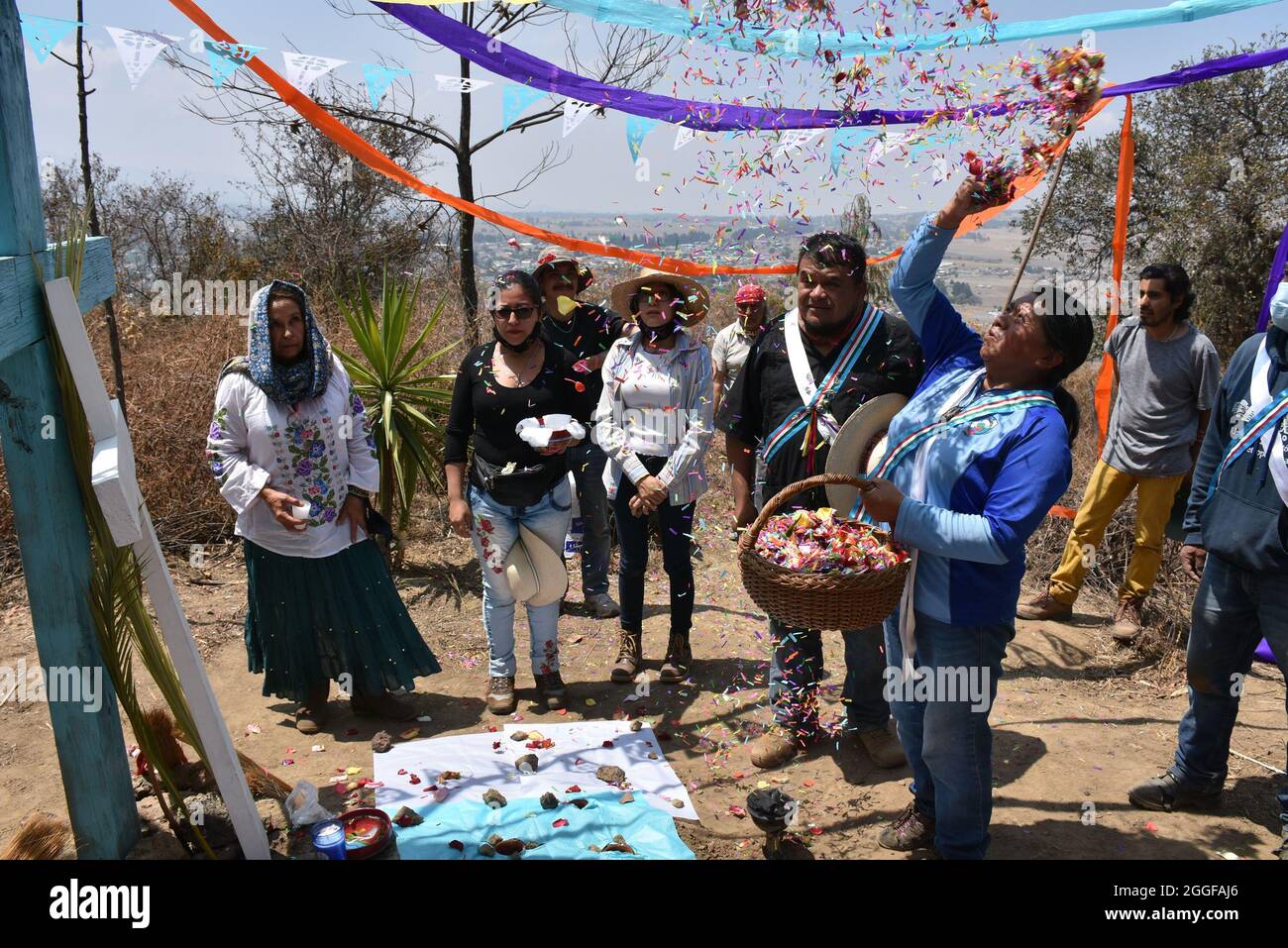 Graniceros, traditional Mexican shamans, perform a petición de lluvia—a ...
