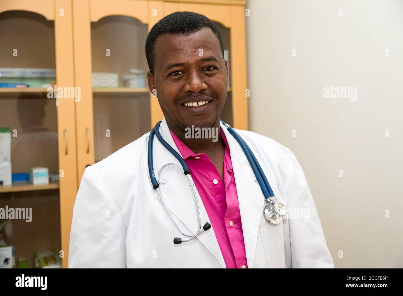 ADDIS ABABA, ETHIOPIA Aug 10, 2021 An Ethiopian male doctor smiling
