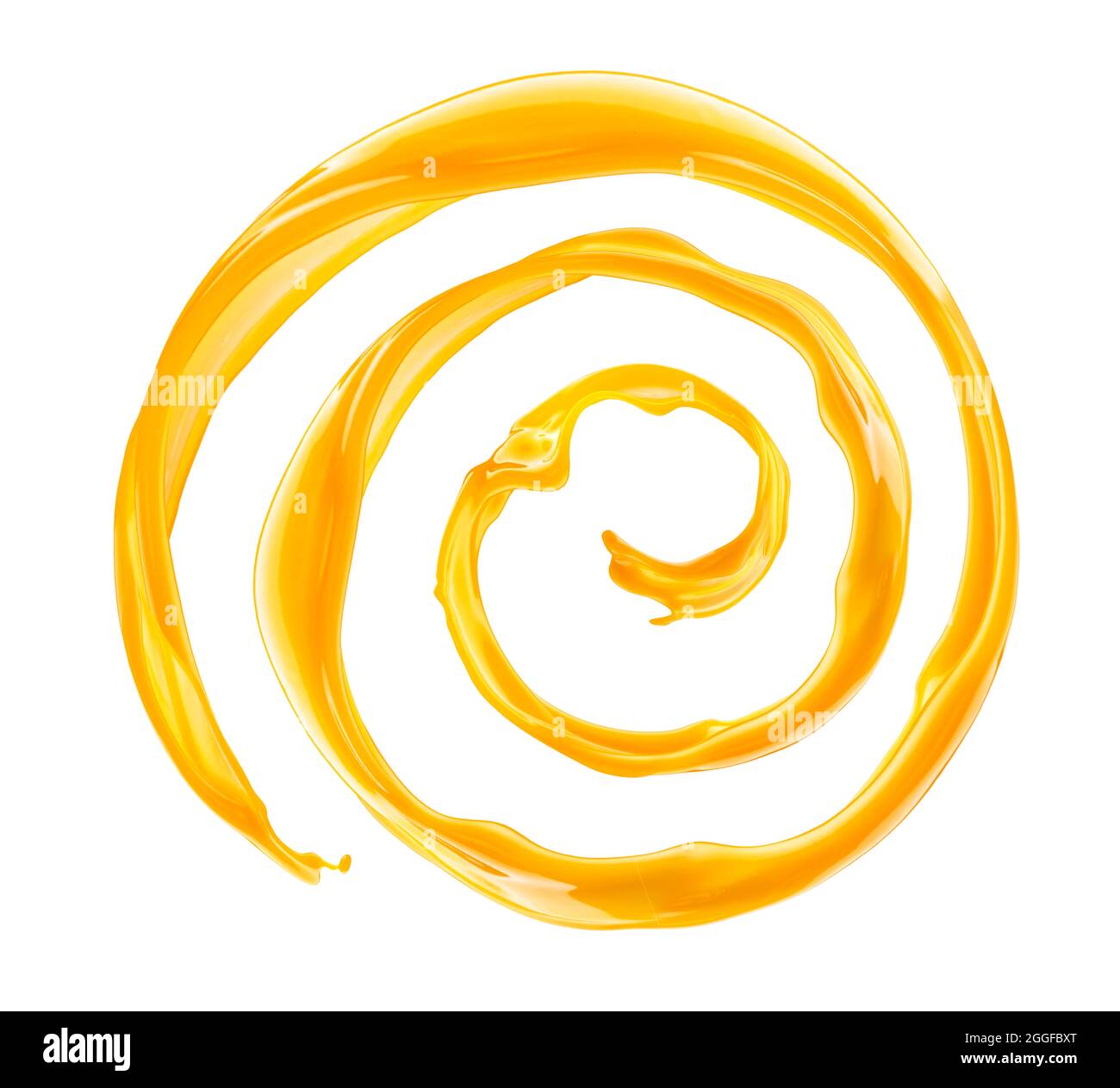 Orange juice splash isolated on white background Stock Photo