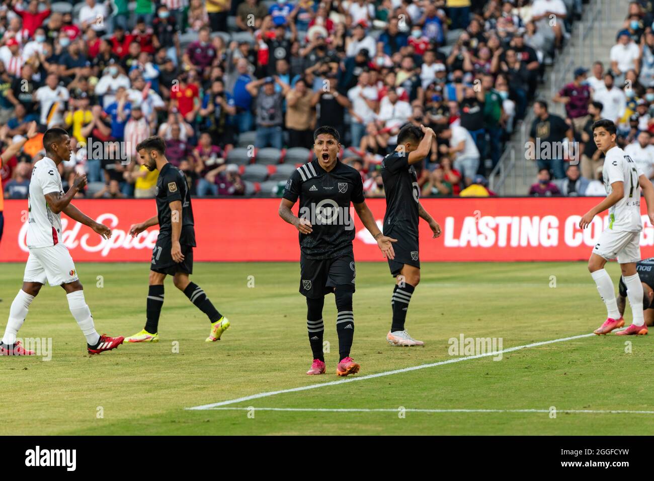 Raúl Ruidíaz of Seattle Sounders reacts to the assistant referee at the 2021 MLS All Star Game Stock Photo