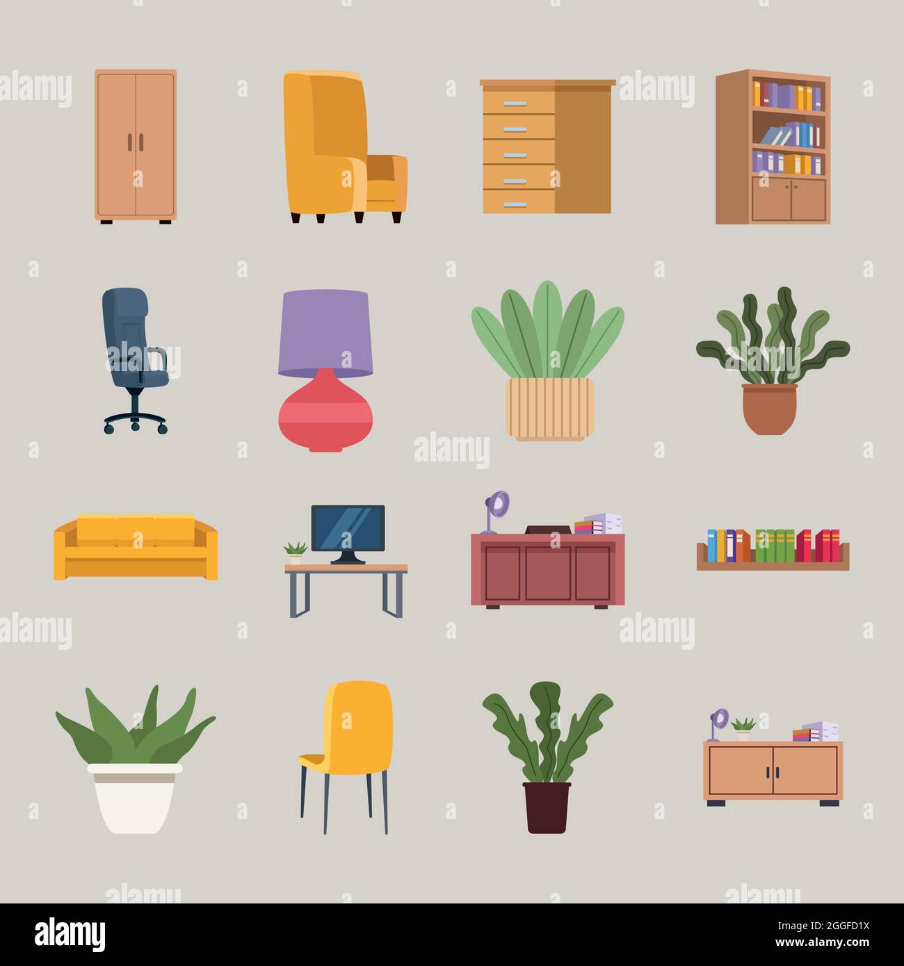 sixteen furniture office icons Stock Vector Image & Art - Alamy