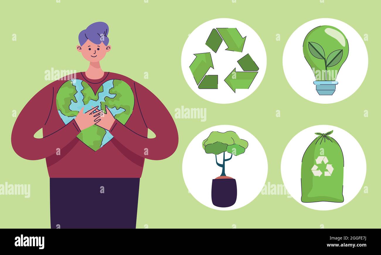 five ecology icons Stock Vector