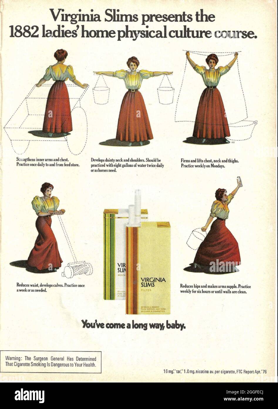 Virginia slims cigarettes paper advert ad advertisement 1970s 1980s american cigarettes Stock Photo