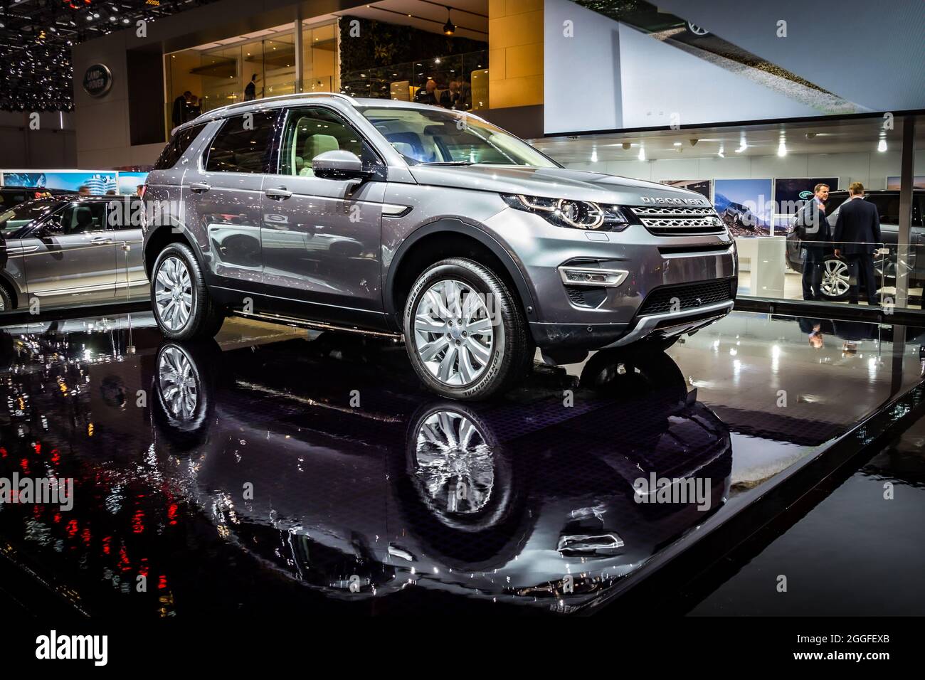Land Rover Discovery Sport SUV car showcased at the Geneva International Motor Show. Switzerland - March 1, 2016. Stock Photo