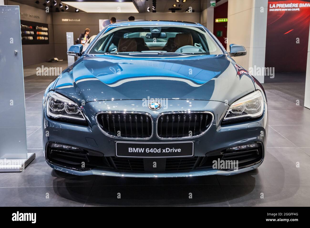 BMW 640d xDrive car showcased at the Geneva International Motor Show. Switzerland - March 1, 2016. Stock Photo