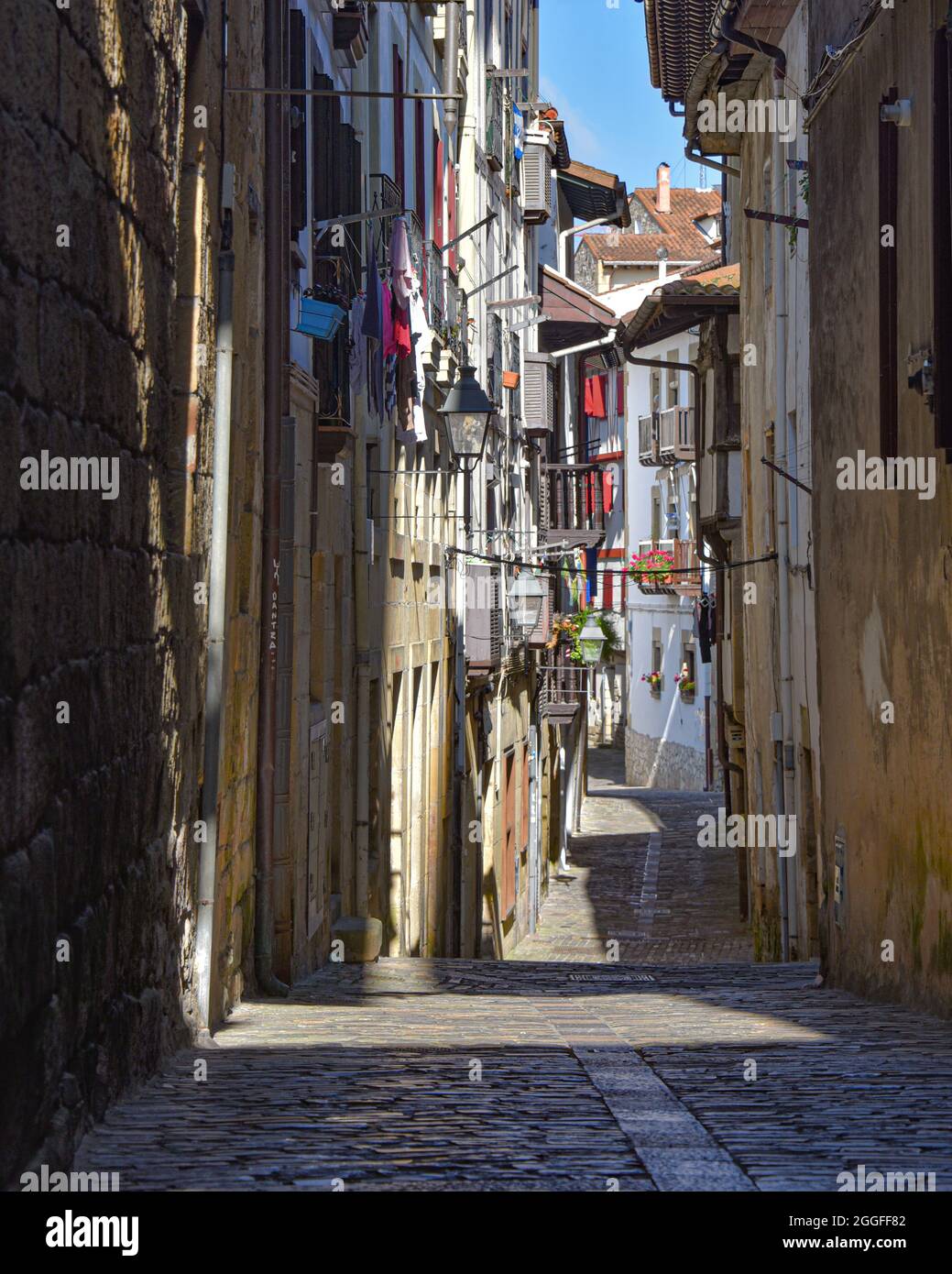 Hondarribia, Spain 29 Aug 2021 Traditional Basque houses in the