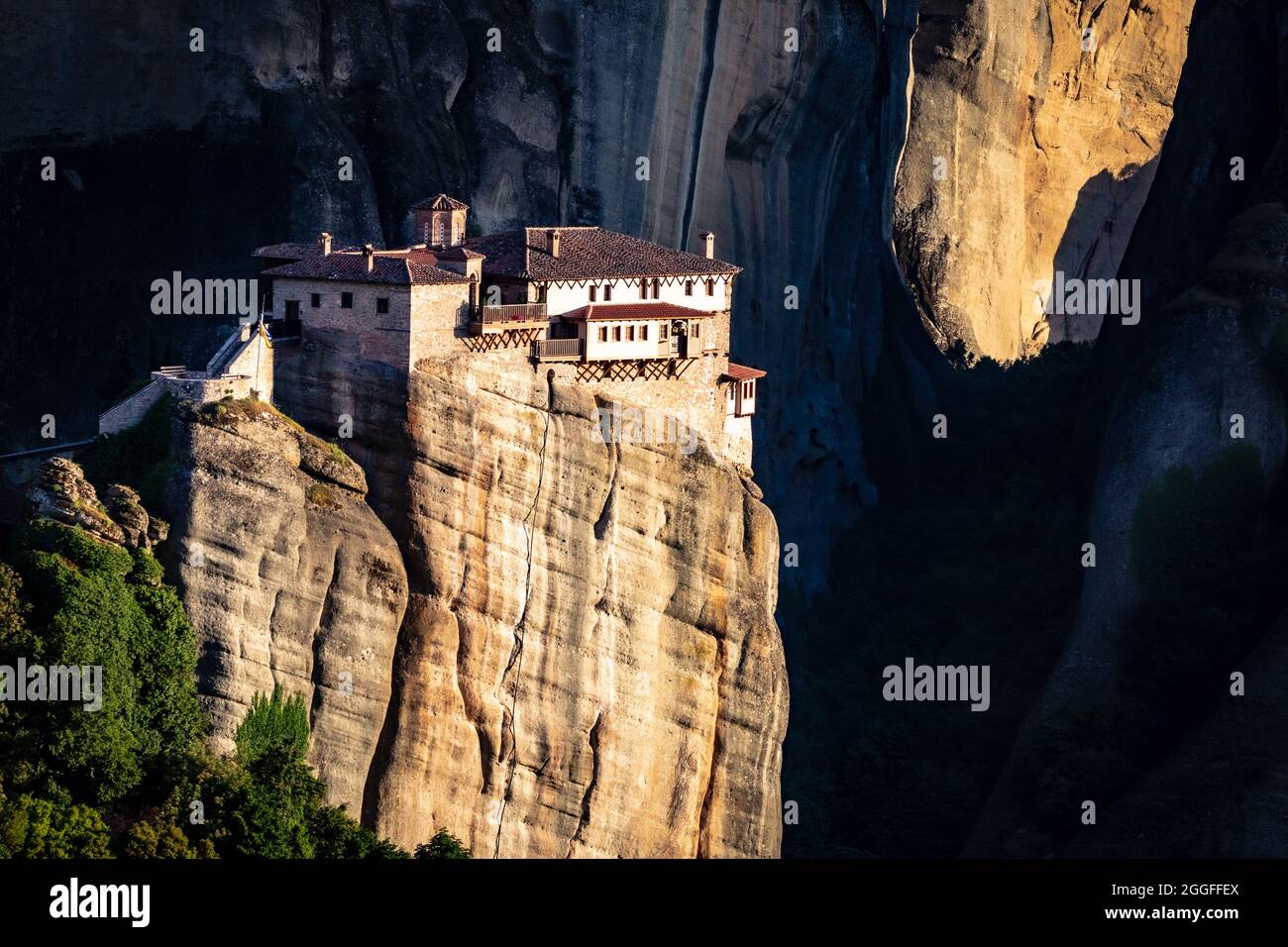 Rousanou Monastery on a monolithic pillar in Meteora, Pindos Mountains, Greece Stock Photo
