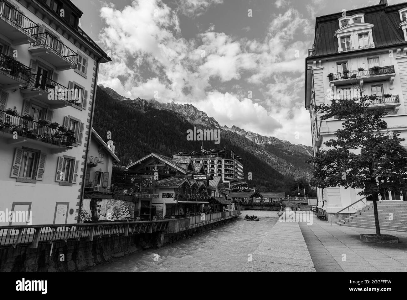 Chamonix Mont Blanc. Summer panorama Stock Photo - Alamy