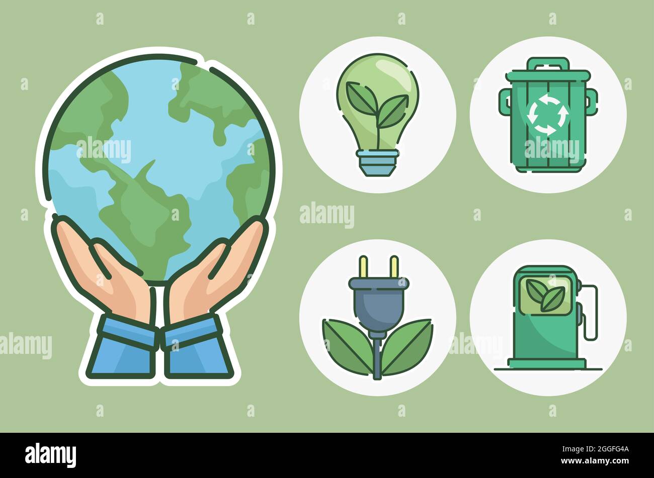 five ecology concept icons Stock Vector