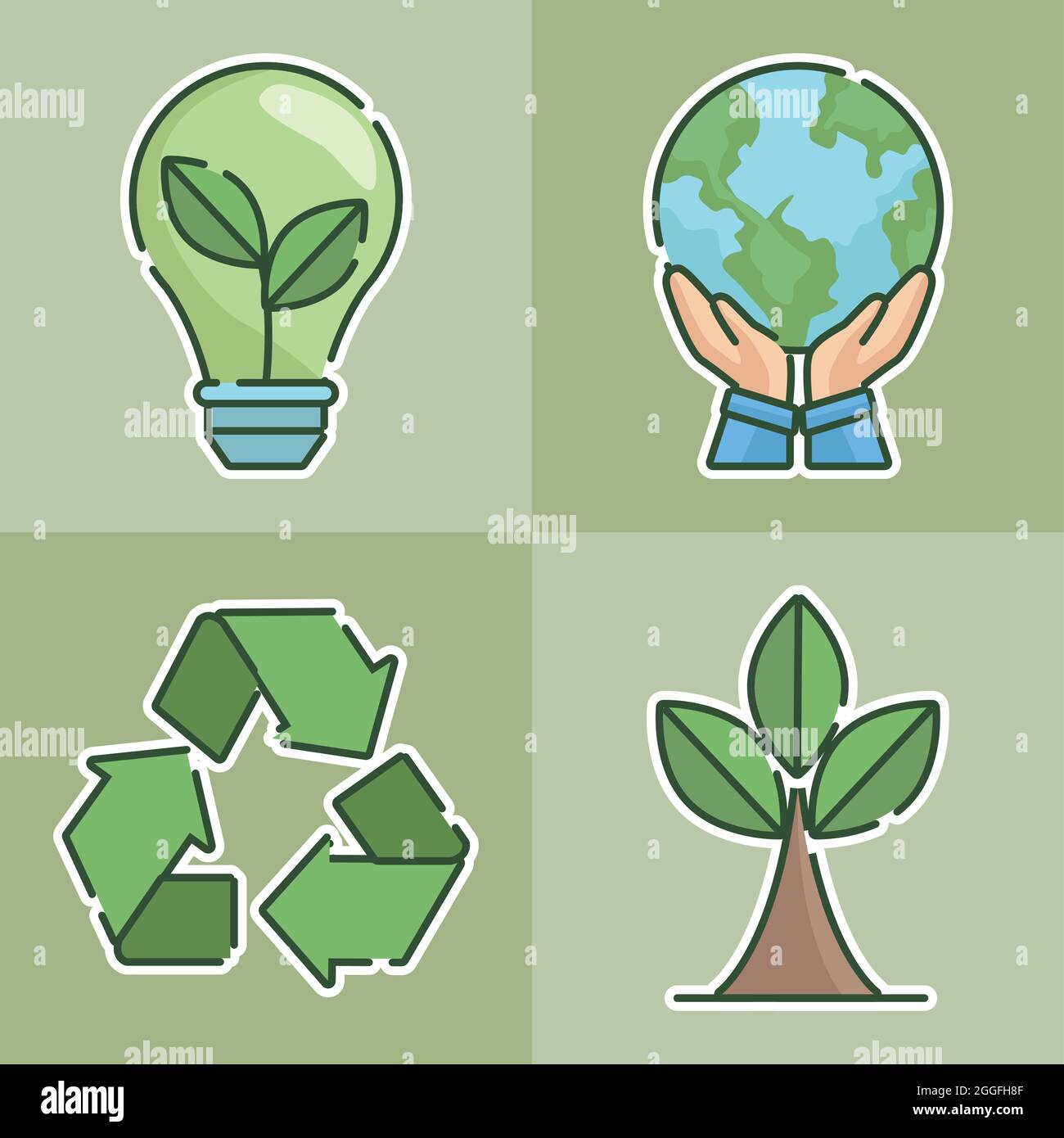 four ecology concept icons Stock Vector