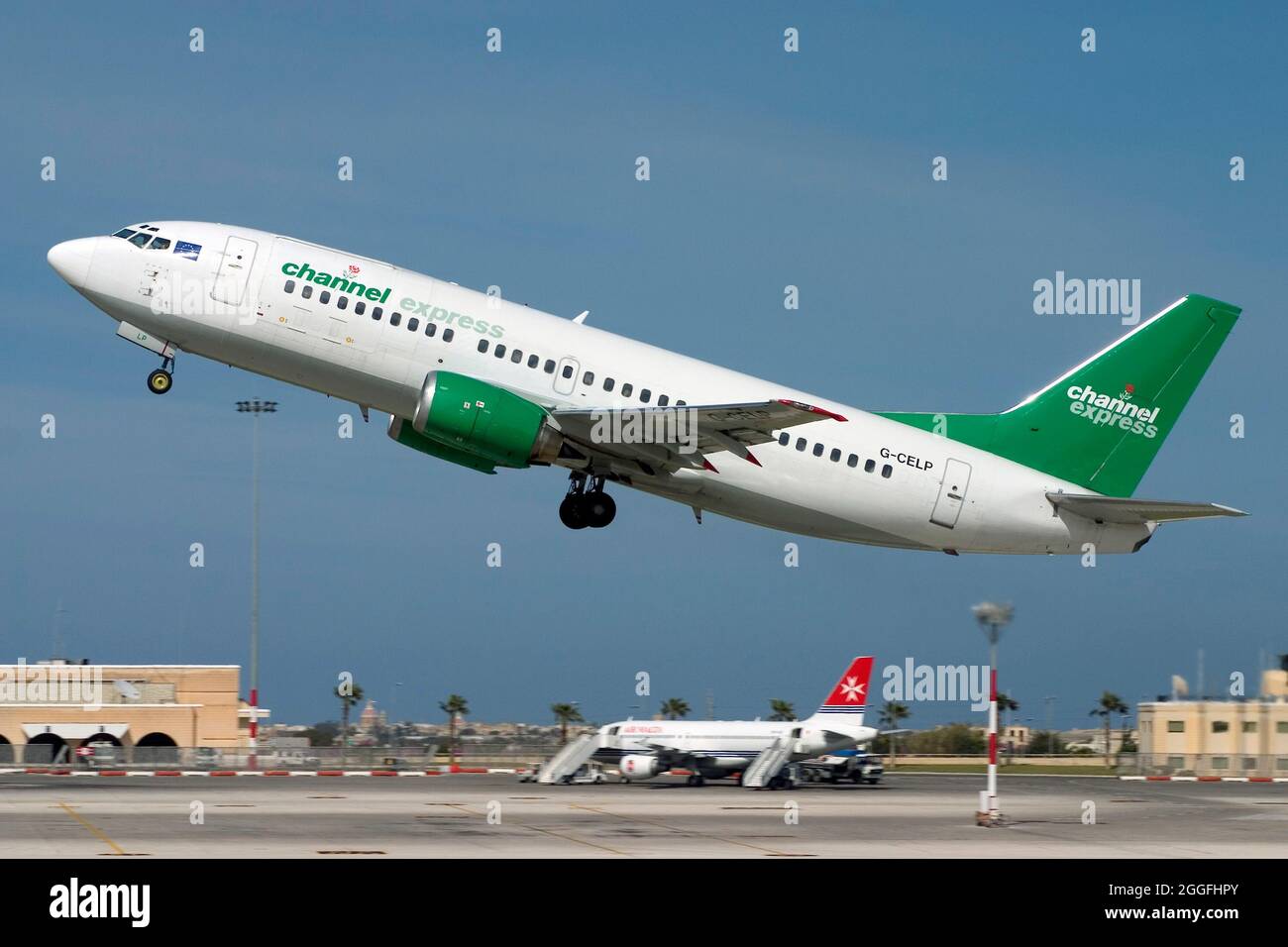 Channel Express Boeing 737-330(QC) (REG: G-CELP) taking off runway 31 ...