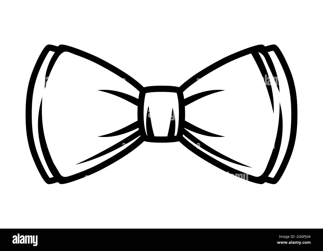 Illustration of bow tie. Black and white stylized picture. Stock Vector