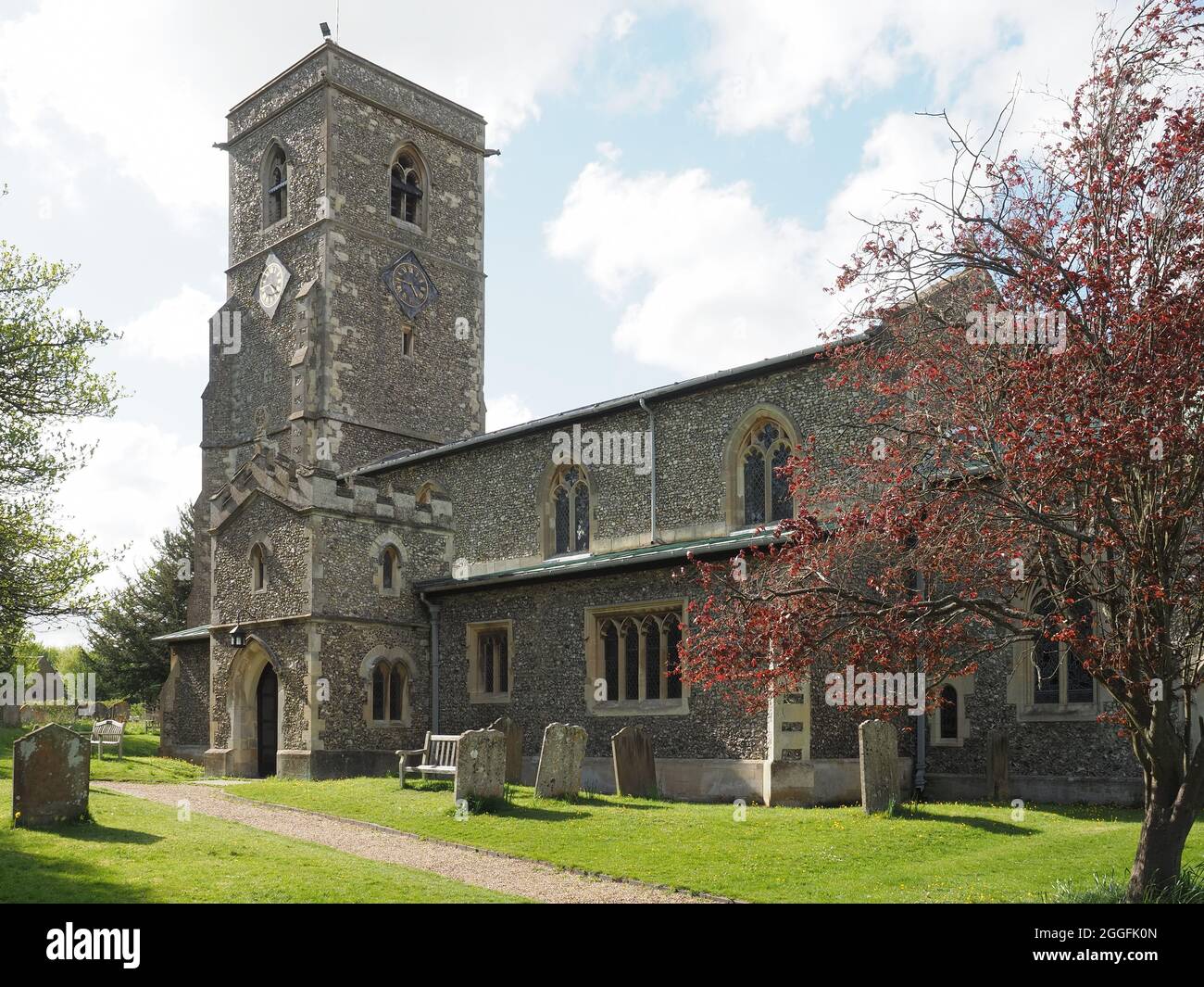 View of St John the Baptist Church in the Village of Aldbury in Hertfordshire UK Stock Photo