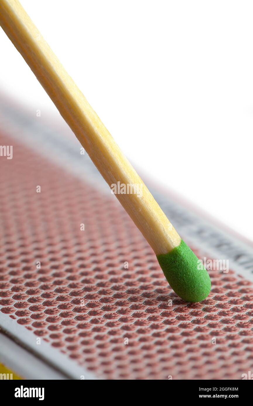 Green Match Striking Box on White Background Stock Photo - Alamy
