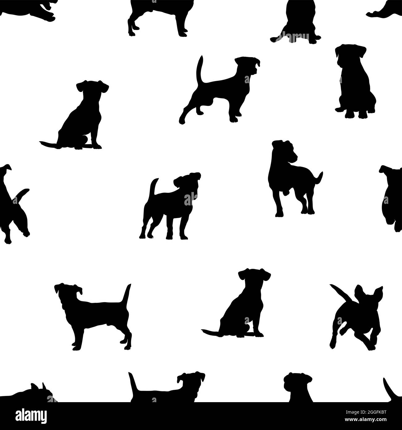 Jack Russell Terrier pattern, dog realistic, black and white, image for decoration, packaging and printing Stock Vector