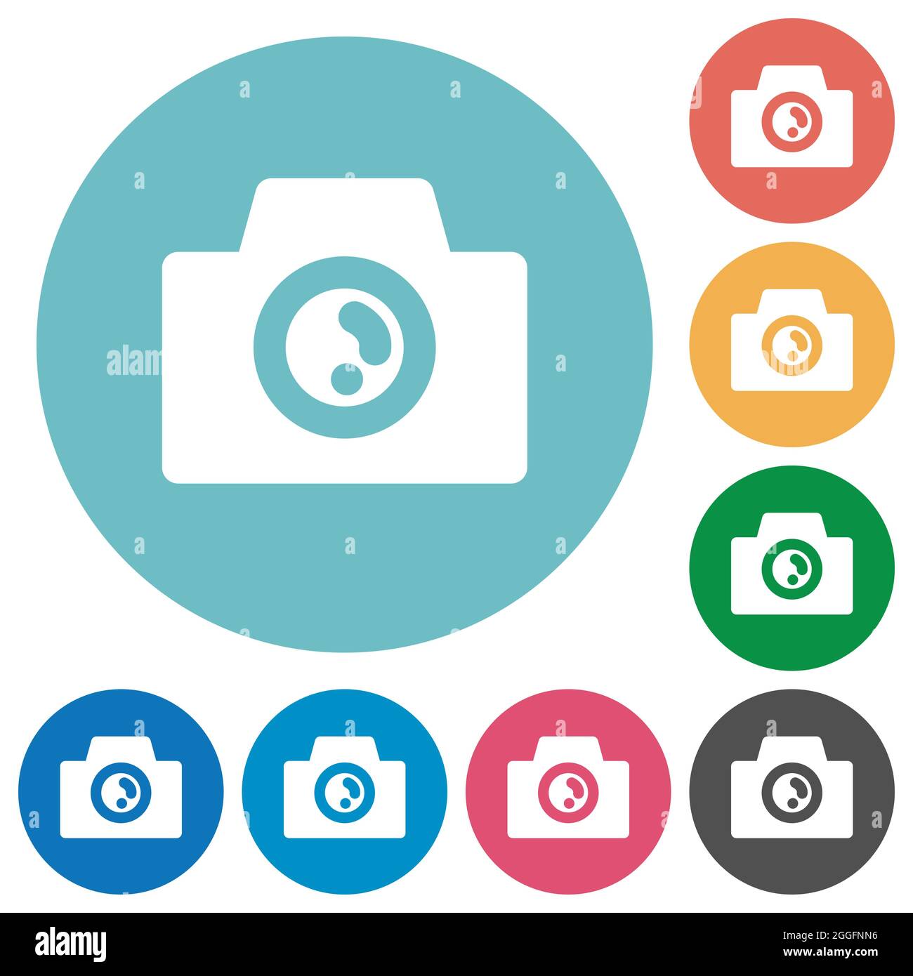 Camera solid flat white icons on round color backgrounds Stock Vector ...