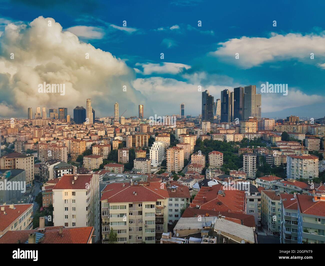 Intense urban sprawl and population growth make Istanbul one of the hardest cities to live in. Chaotic urbanisation in Istanbul. Stock Photo