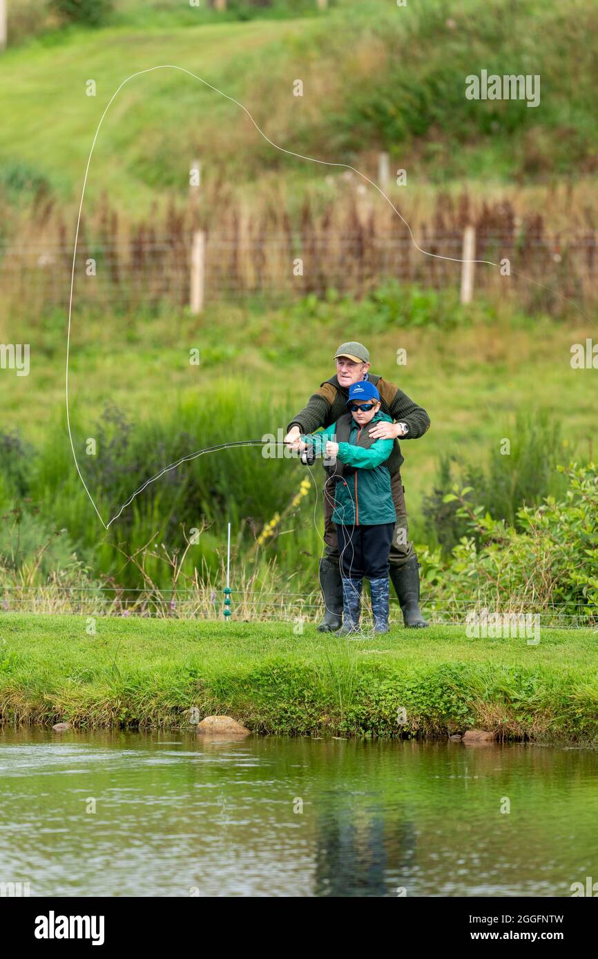 29 August 2021. Wardend Fishery, Birnie, Elgin, Moray, Scotland, UK, IV30 8RW. This is activity from the RSAA, River Spey Anglers Association Junior E Stock Photo