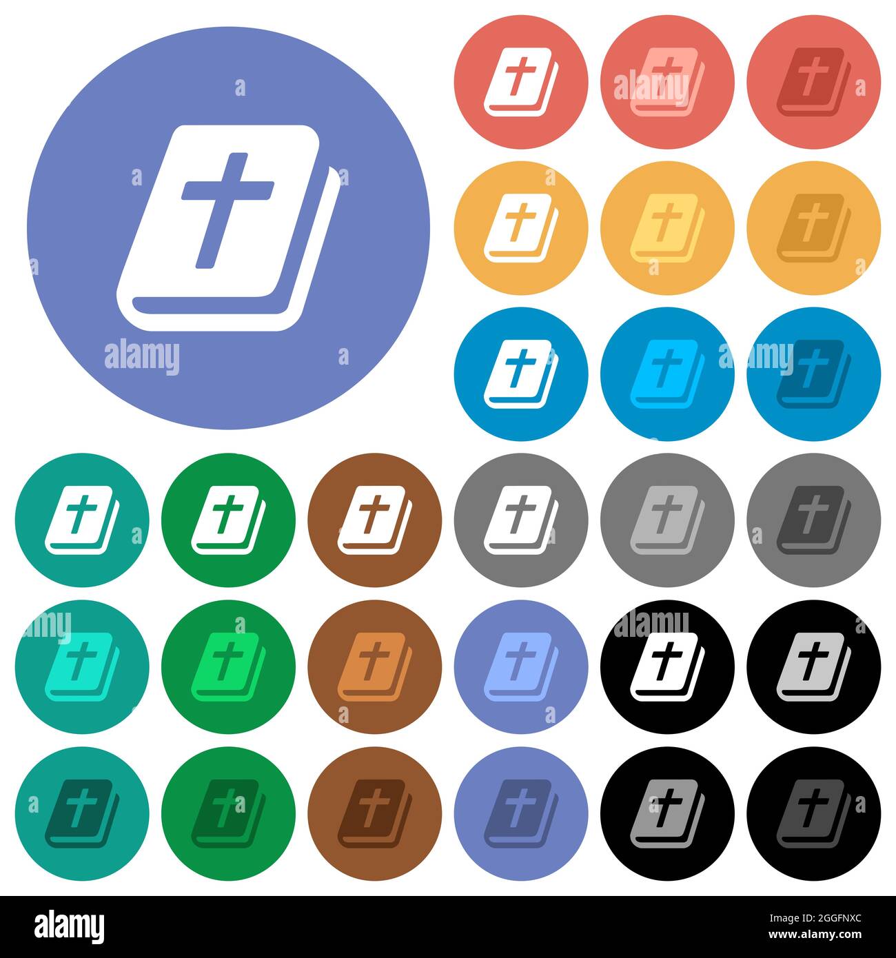 Holy bible multi colored flat icons on round backgrounds. Included ...