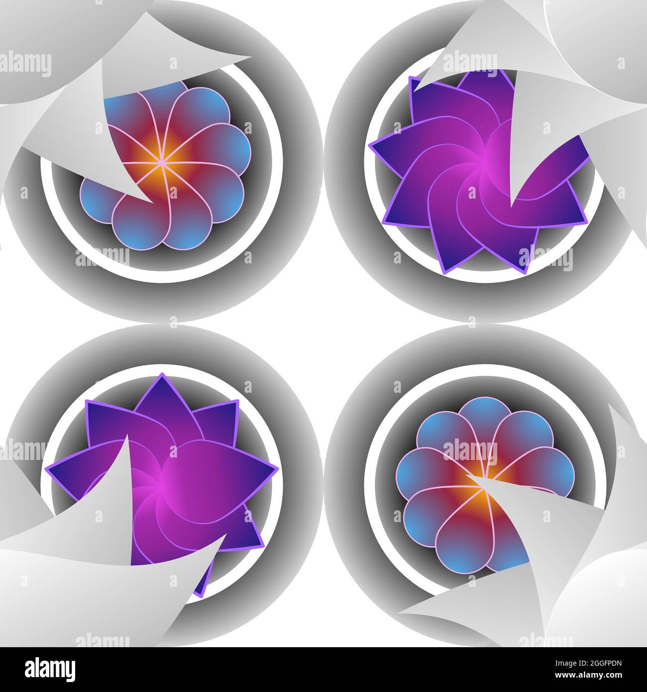 Brightly colored graphic flower pattern seamless design Stock Vector