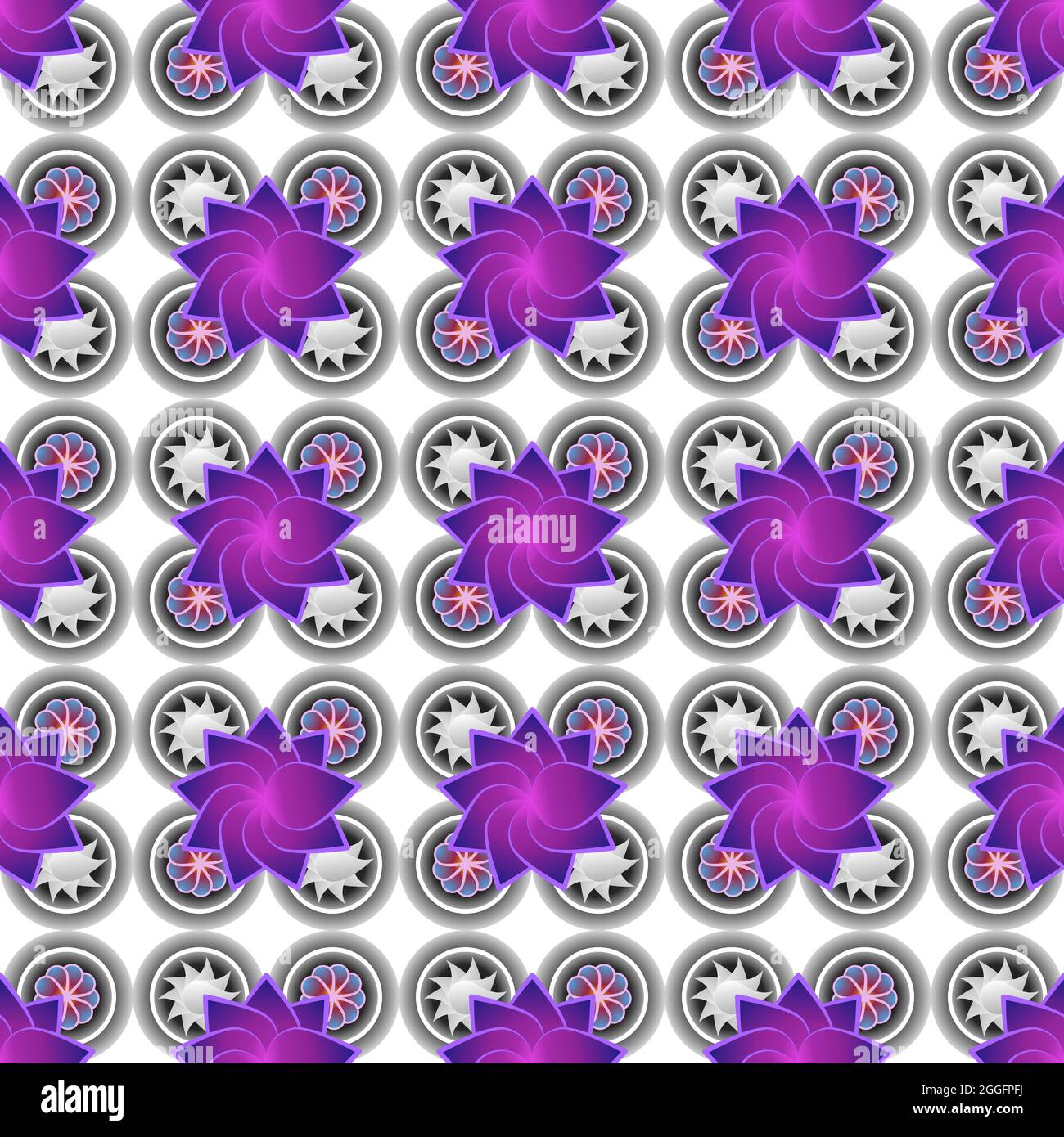 Brightly colored graphic flower pattern seamless design Stock Vector
