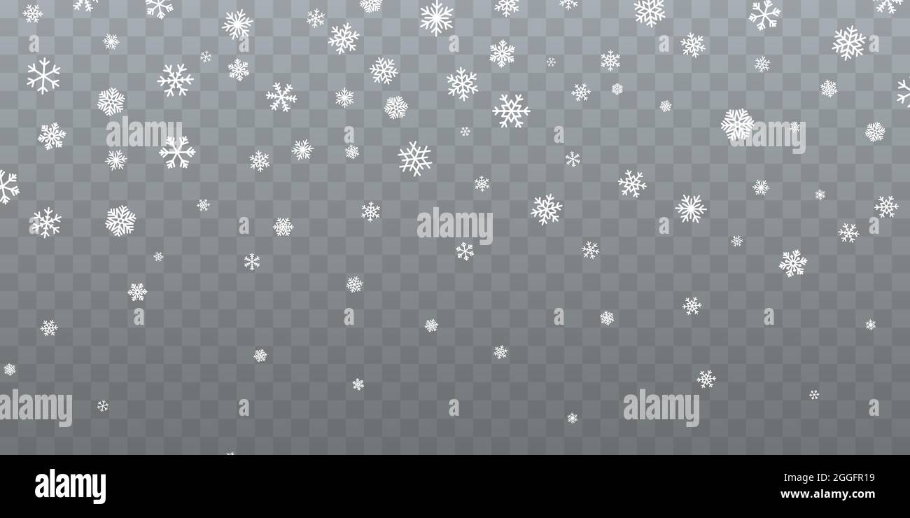 Christmas snow. Falling snowflakes on transparent background. Snowfall ...