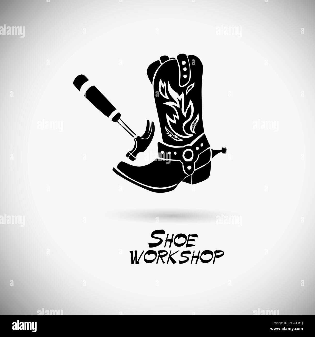 Shoemaker logo template. Shoe repair vector design. Shoe