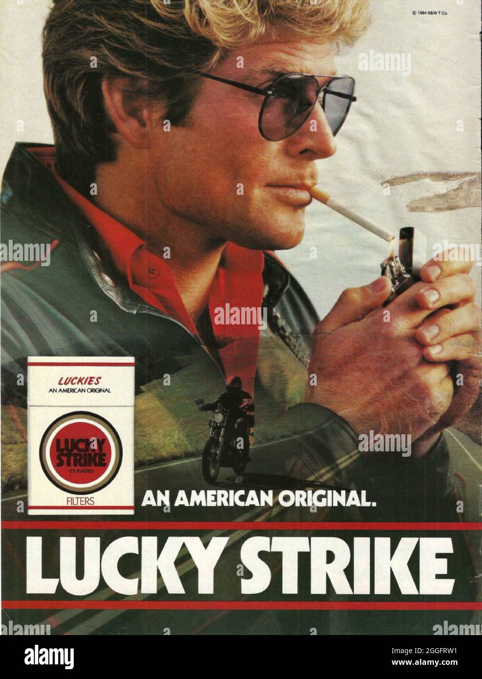 Lucky Strike cigarettes paper advert advertisement 1980s 1970s Stock Photo