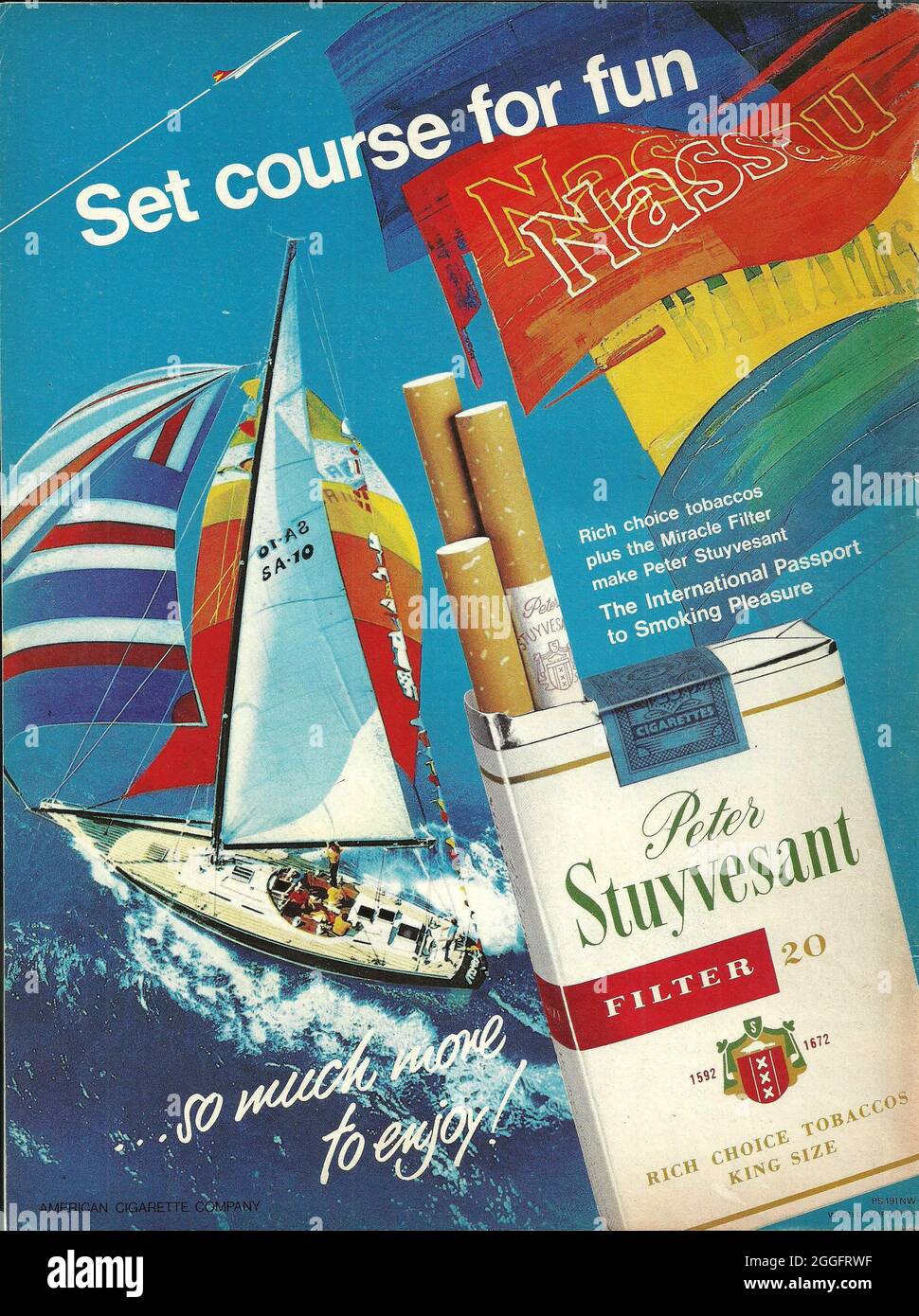 Poster advert Stuyvesant cigarettes advertisement paper magazine ad 1970s 1980s Stock Photo