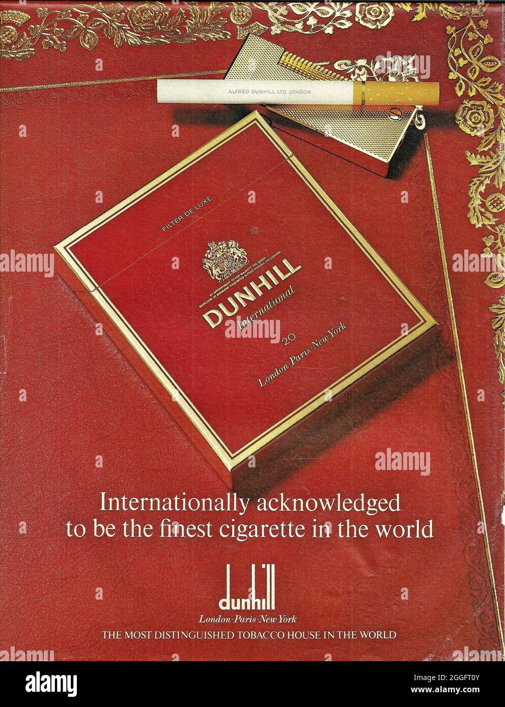 Dunhill cigarettes paper advert advertisement 1980s 1970s Stock Photo