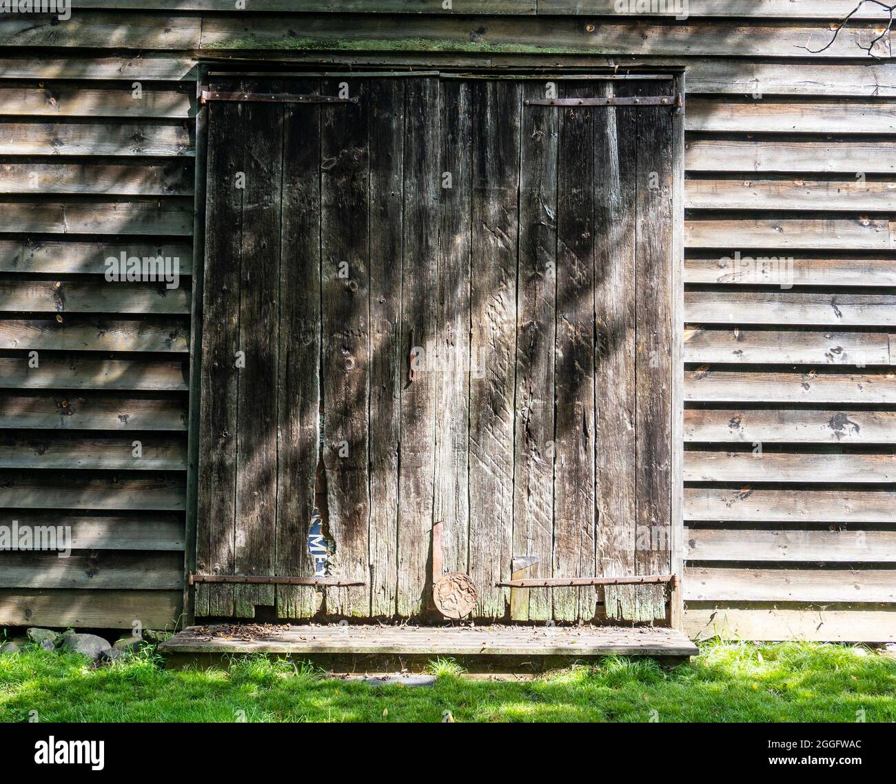 An old barn door at the Hopper Goetschius Museum in New Jersey Stock Photo