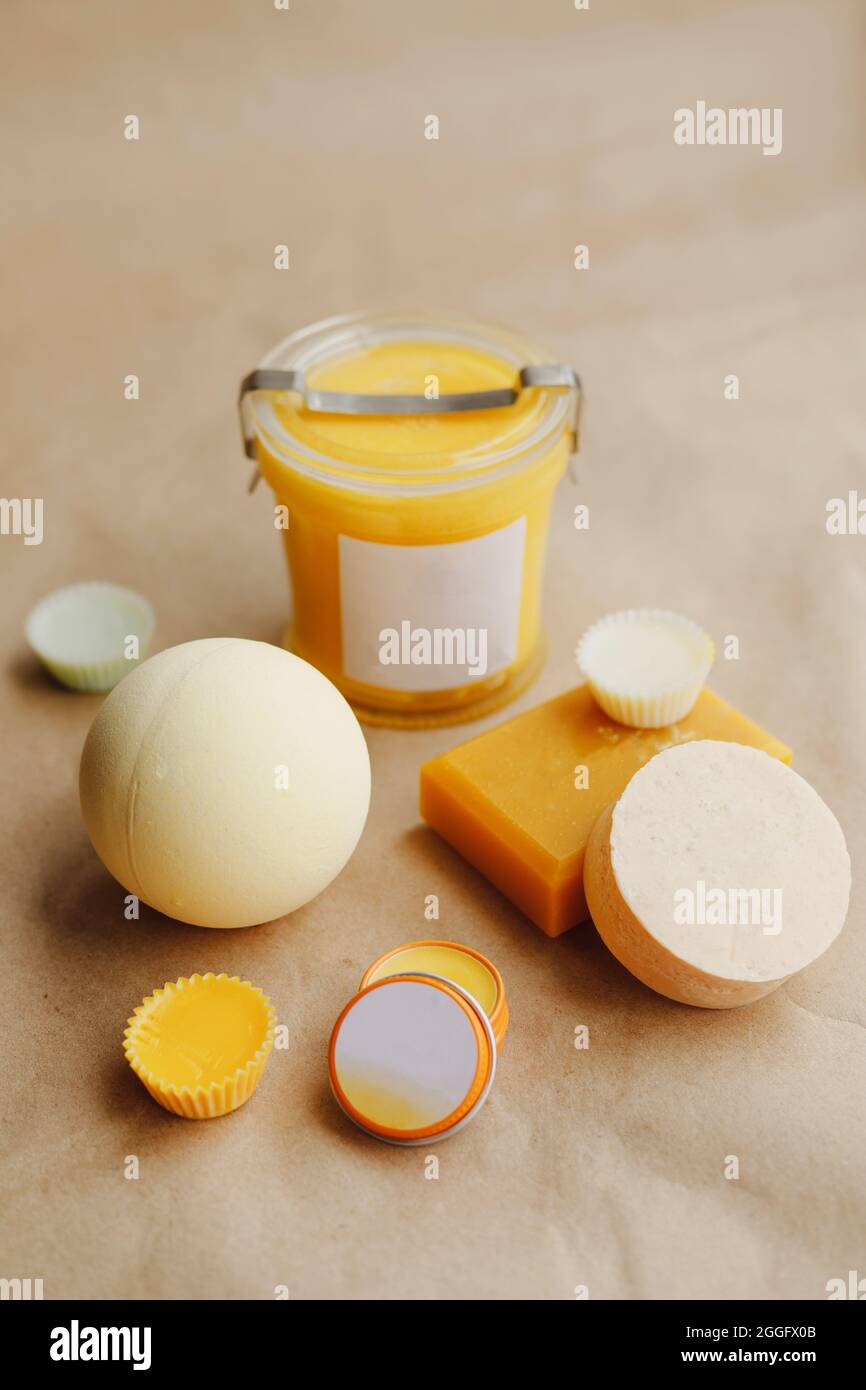 Eco friendly natural solid shampoo and hair conditioner set. Concept