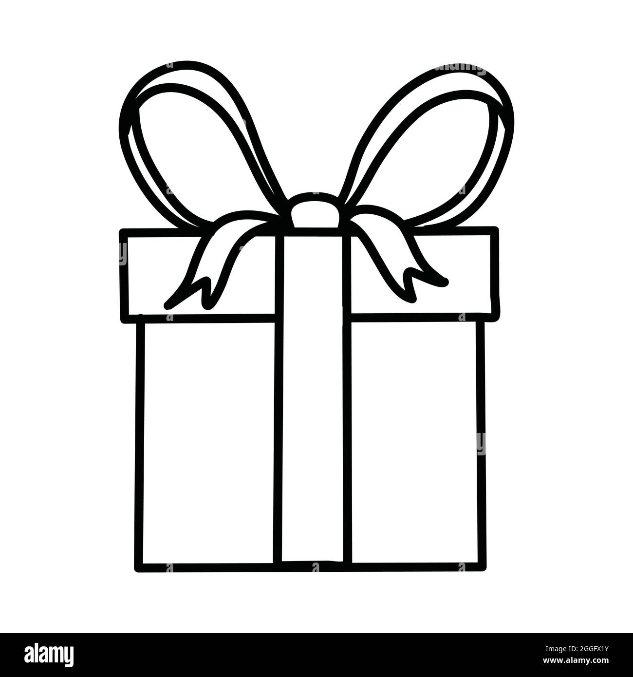 Gift box icon in doodle sketch lines. Vector illustration Stock Vector