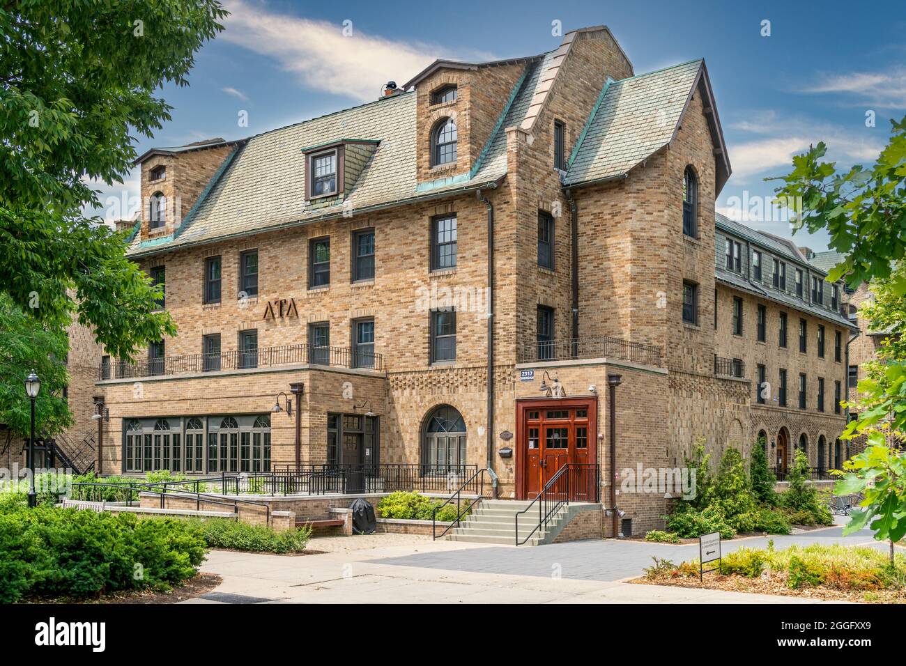 EVANSTON, IL, USA - JUNE 20, 2021 - Delta Tau Delta Fraternity House on the campus of Northwestern University. Stock Photo