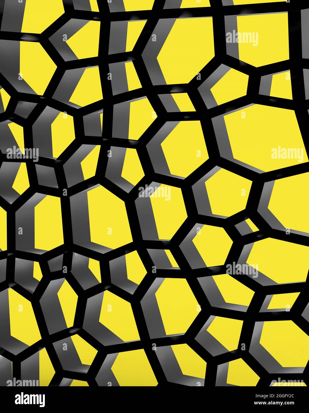 Geometric abstract perspective construction on the yellow background ...