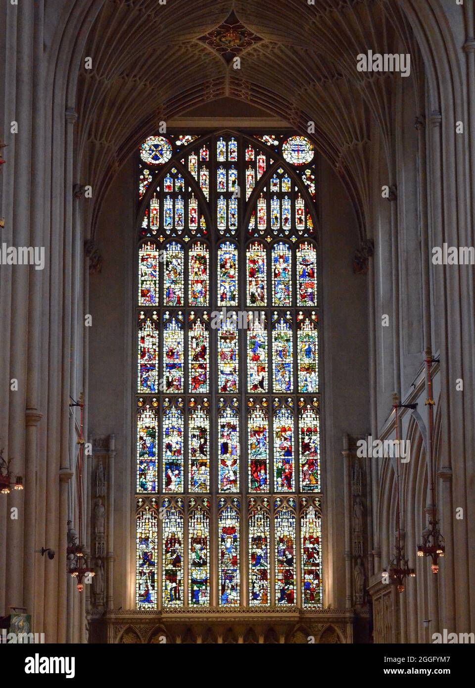 Bath Abbey Stained Glass Window Stock Photo Alamy