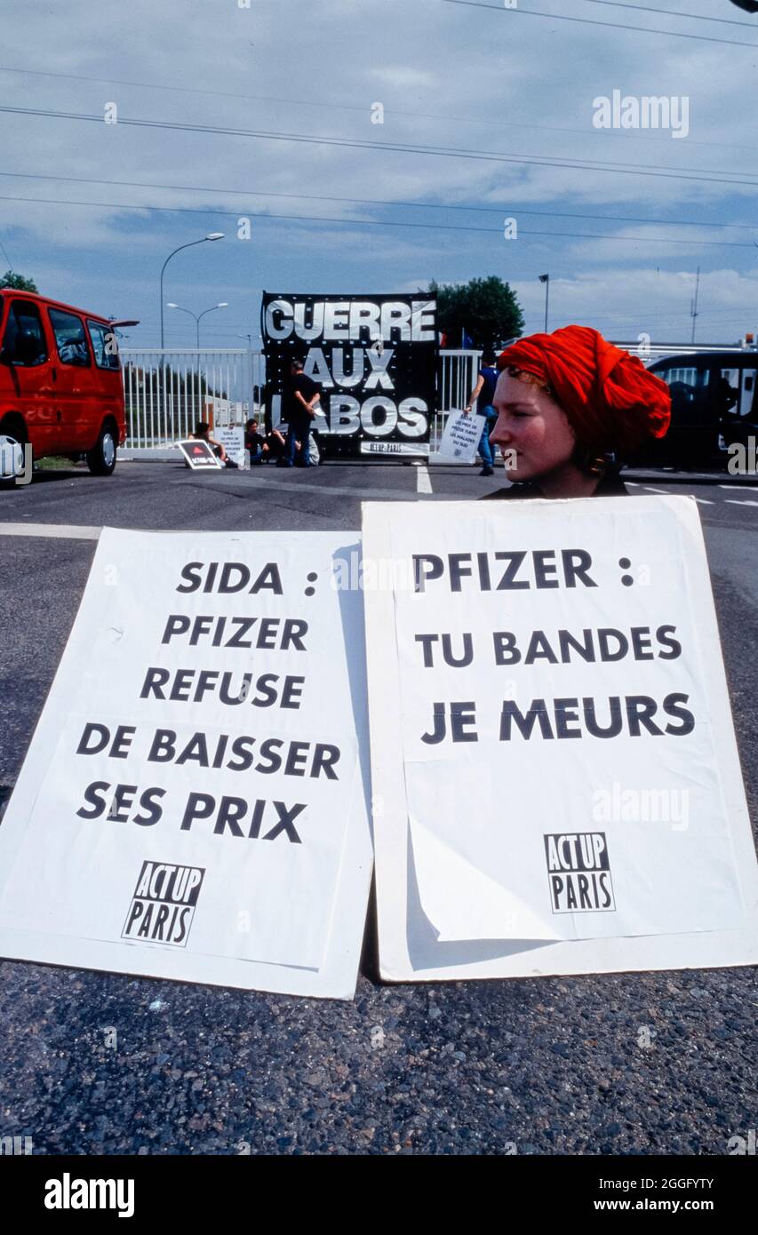 Pfizer Protest Act Up Paris Demonstration Against Pfizer Pharmaceuticals Corporation ...