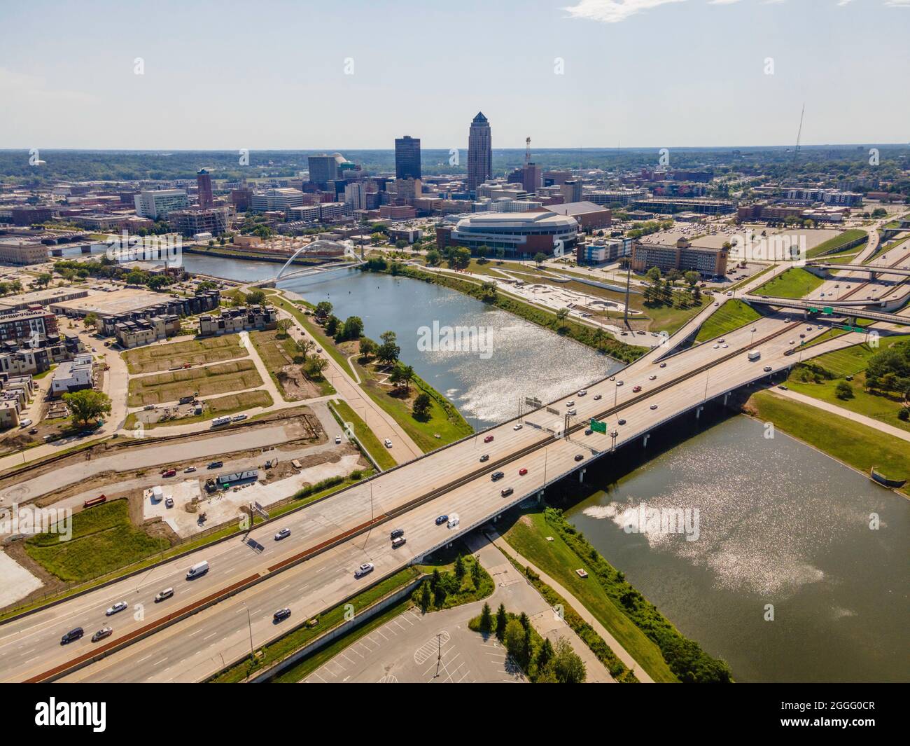 Aerial photograph of downtown Des Moines,