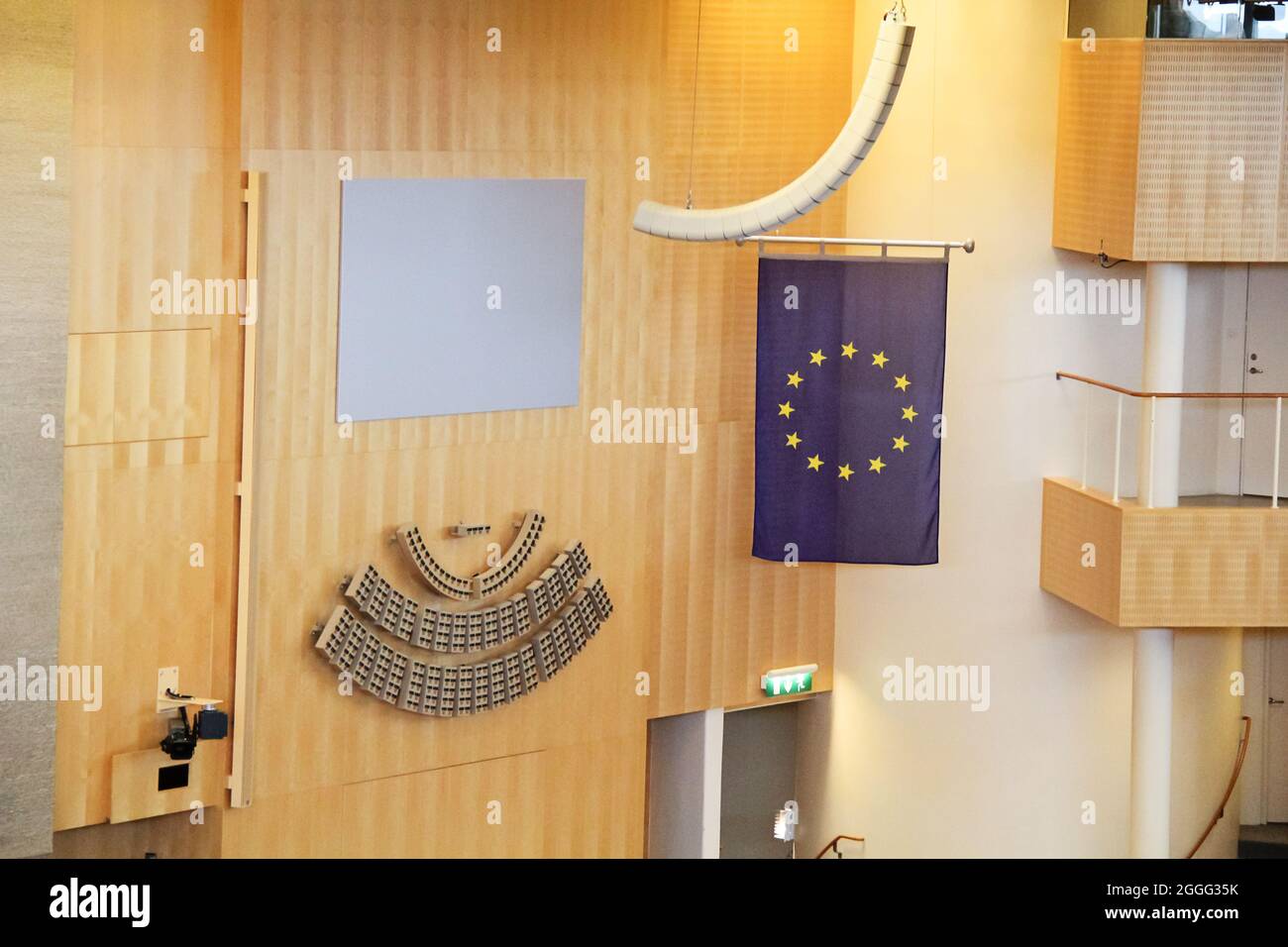 Stockholm, Sweden - 2018 09 30: European Union Flag in Stockholm Parliament, Sweden Stock Photo