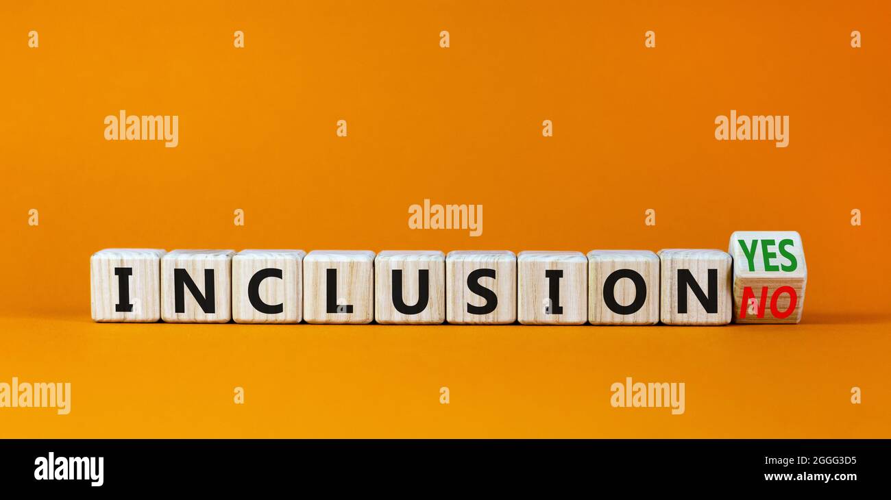 Yes Include Us Inclusion yes or no symbol. Turned a wooden cube and changed words ...