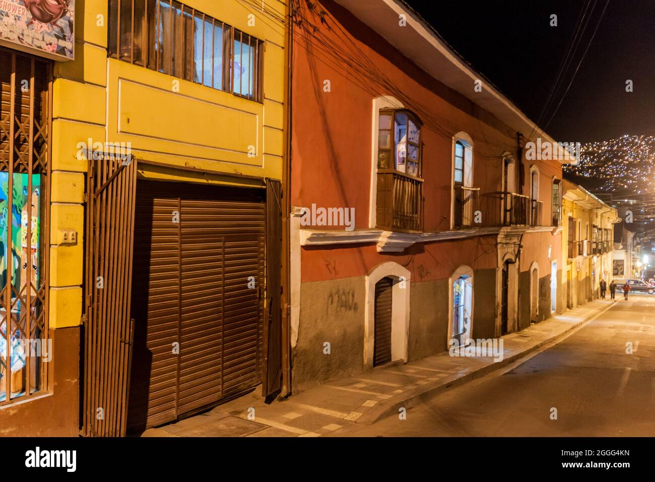 LA PAZ, BOLIVIA APRIL 28, 2015 Night view of a street in a