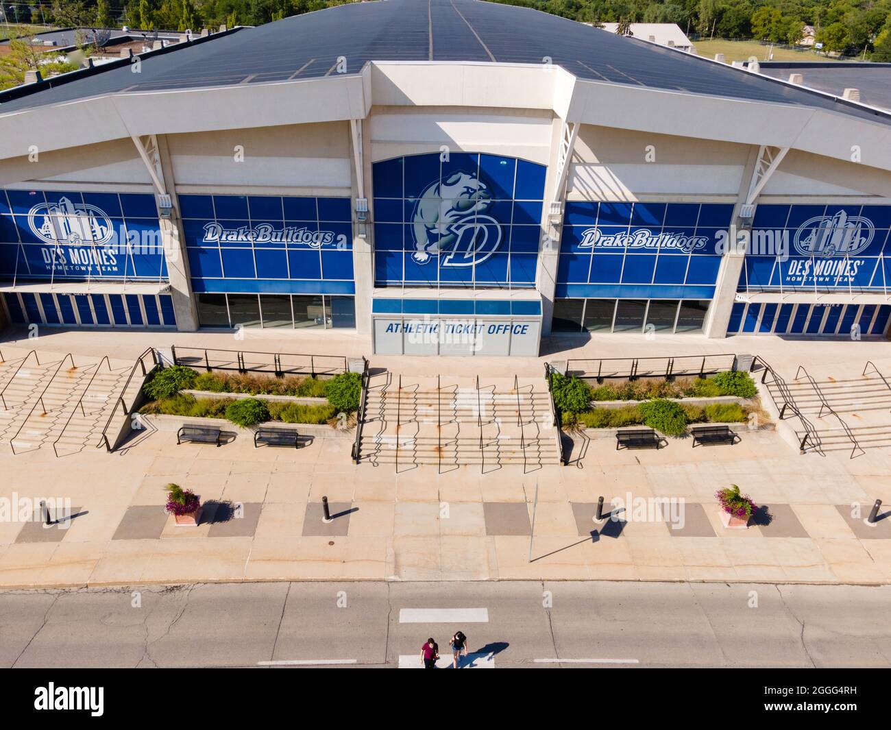 Aerial photograph of Drake University, a liberal arts university in Des
