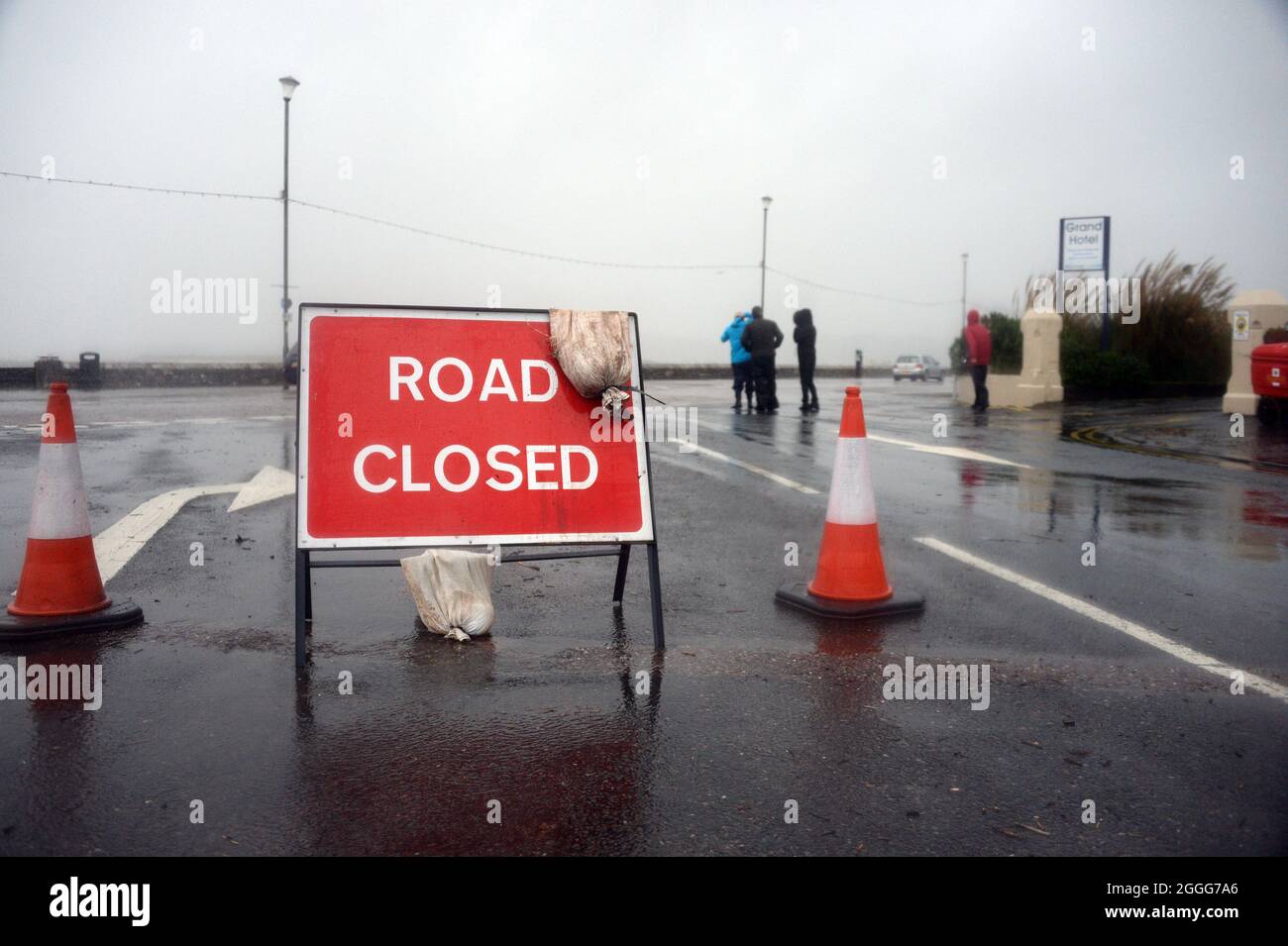 Bad weather and high wind cause the water on Exmouth seafront to breach