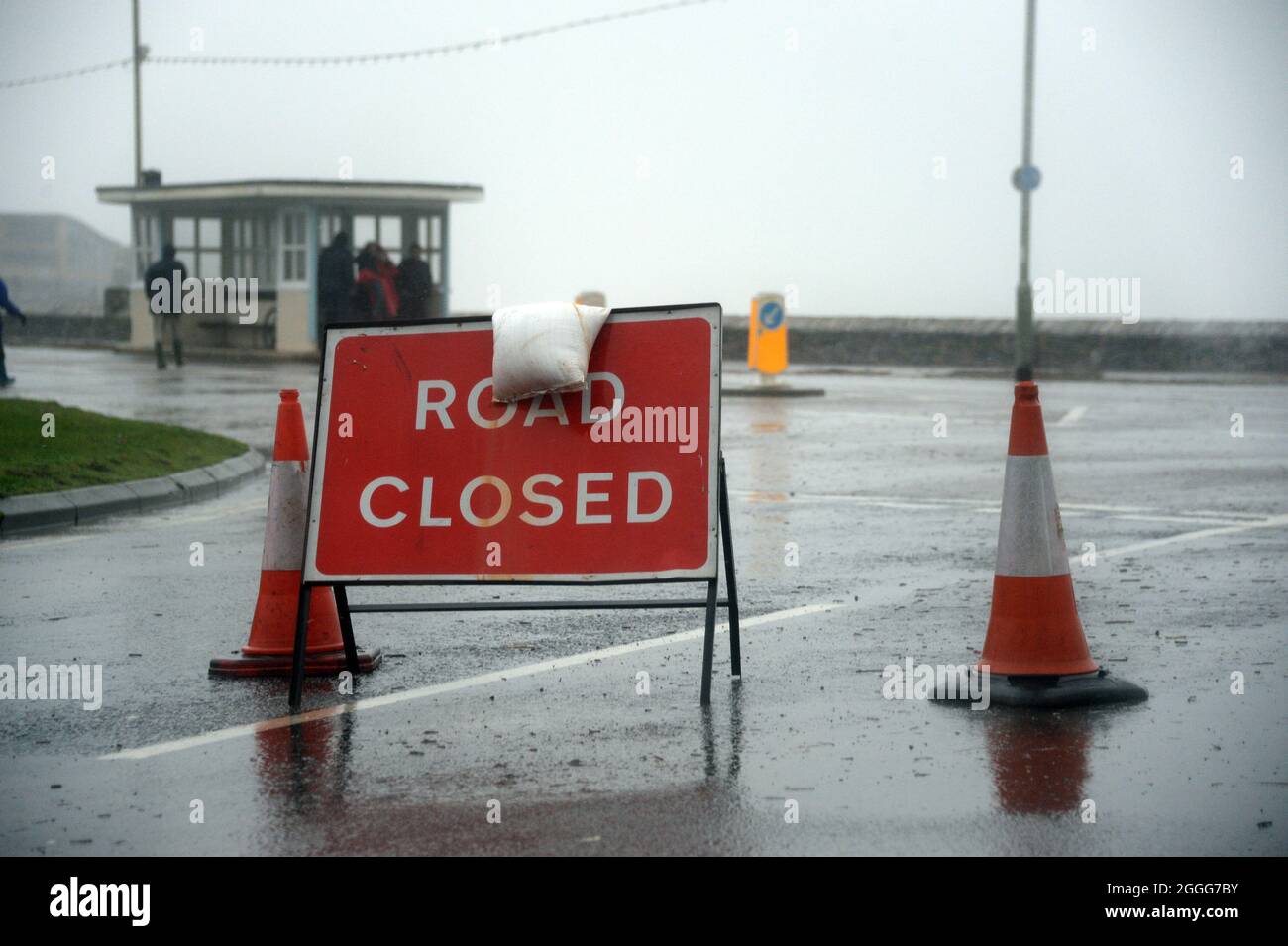 Bad weather and high wind cause the water on Exmouth seafront to breach
