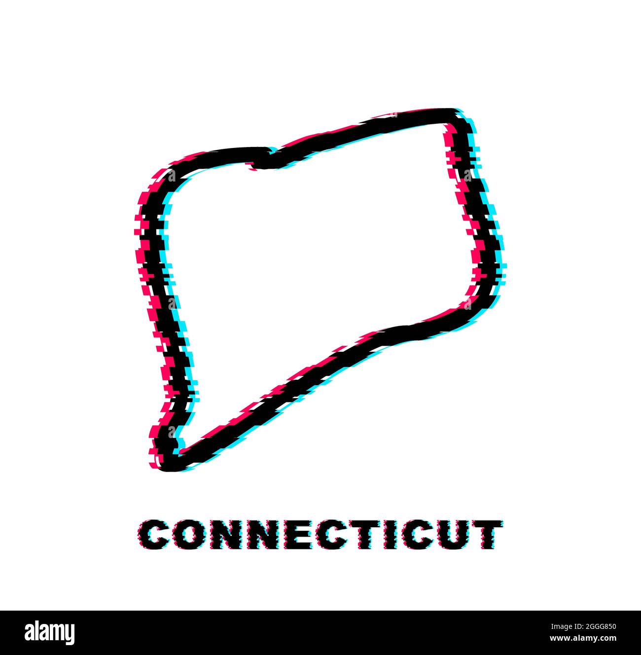 Connecticut state map outline glitch icon. Vector illustration Stock