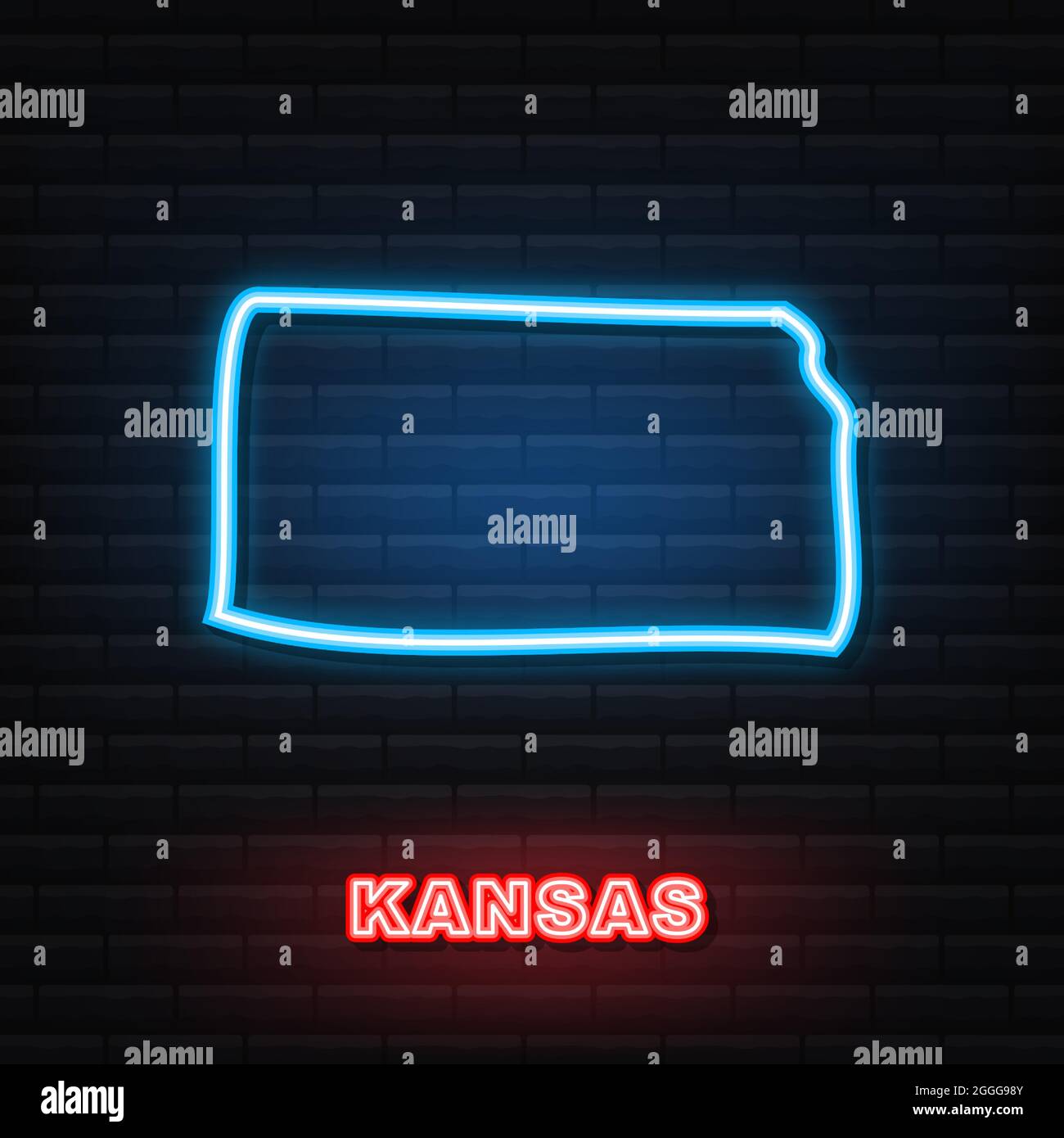 Kansas State Map Outline Neon Icon. Vector Illustration Stock Vector ...